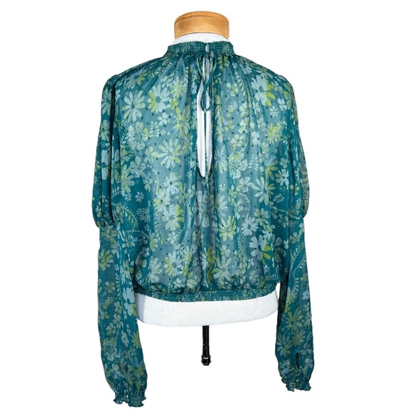 Free People “Sea Combo” Swiss Dot Sheer Blouse Balloon Sleeves Oversized… - Picture 7 of 16